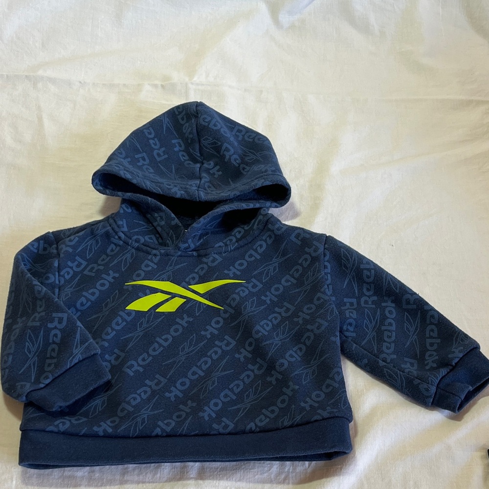 12M Reebok Kids Dark Blue Hoodie with Yellow Logo